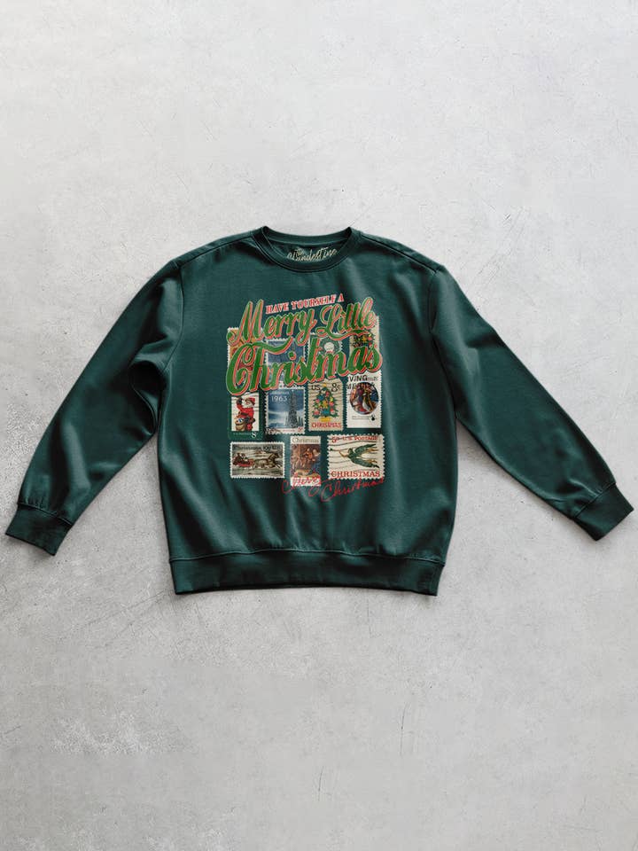 The Clandestine Underground - Wholesale Graphic Sweatshirt - Unisex - Have a Merry Christmas, Stamps Oversized 90's Sweatshirt
