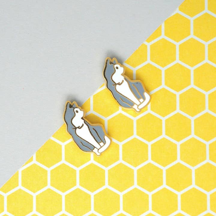 Gray White Cat Enamel Earrings/ Bracelet/ Necklace for wholesale by Miss Modi