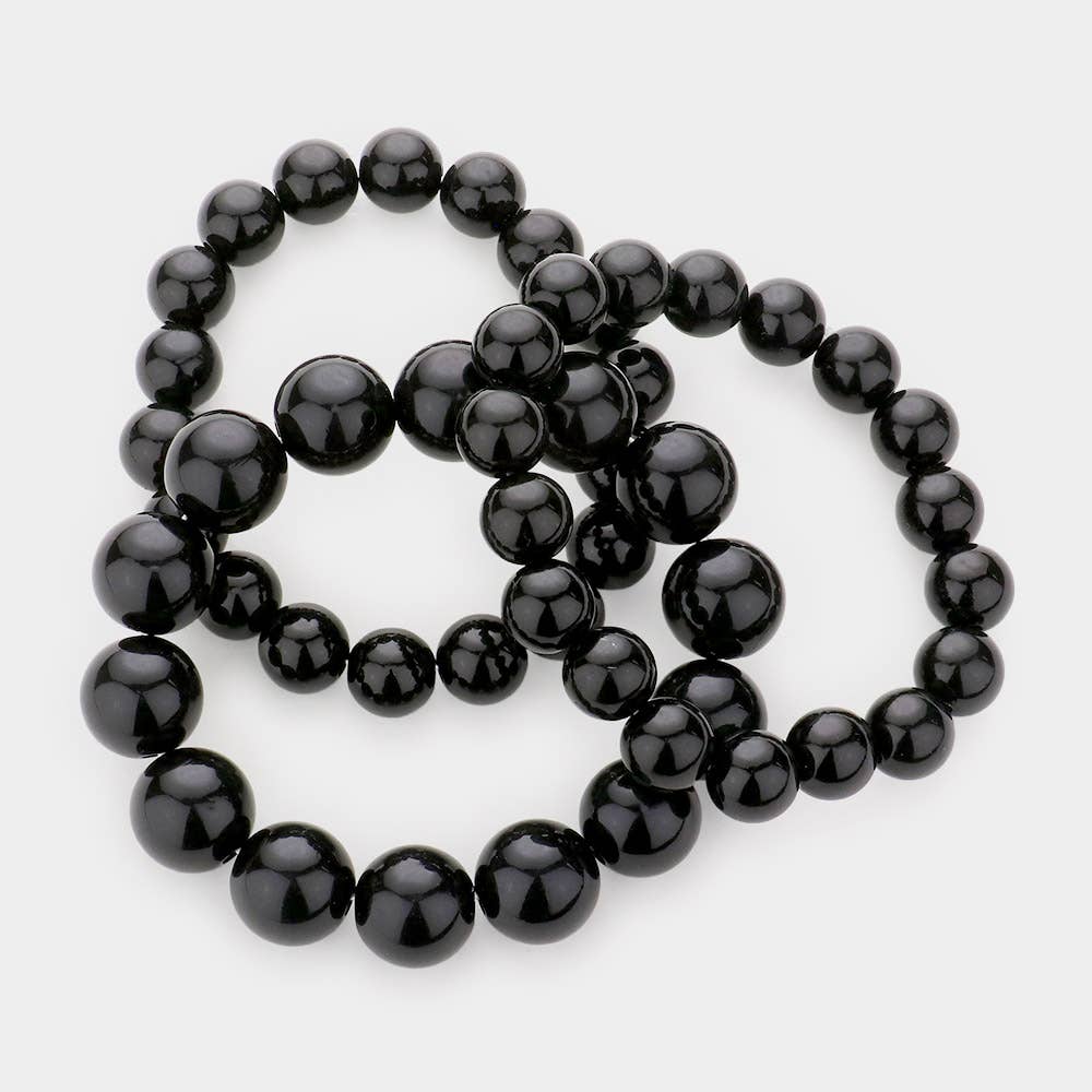 Sensibling Corp. – wholesale Beaded bracelet – 3PCS - Pearl Beaded Stretch Multi Layered Bracelets1