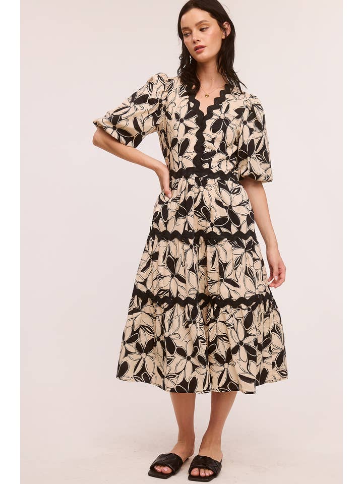 Ultramarine - Venta al por mayor Vestido - Mujer - Vestido midi con estampado de zigzag