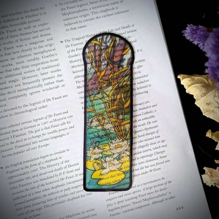 Klar bogmærke - Alphonse Mucha farvet glas Art Nouveau for engroshandel hos Dark Veinlet