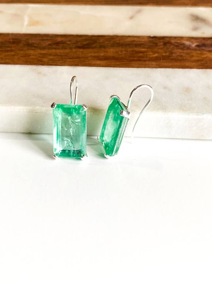 SHADOW EARRINGS ~ Emerald Quartz ~ Sterling Silver for wholesale by Natnat Creations