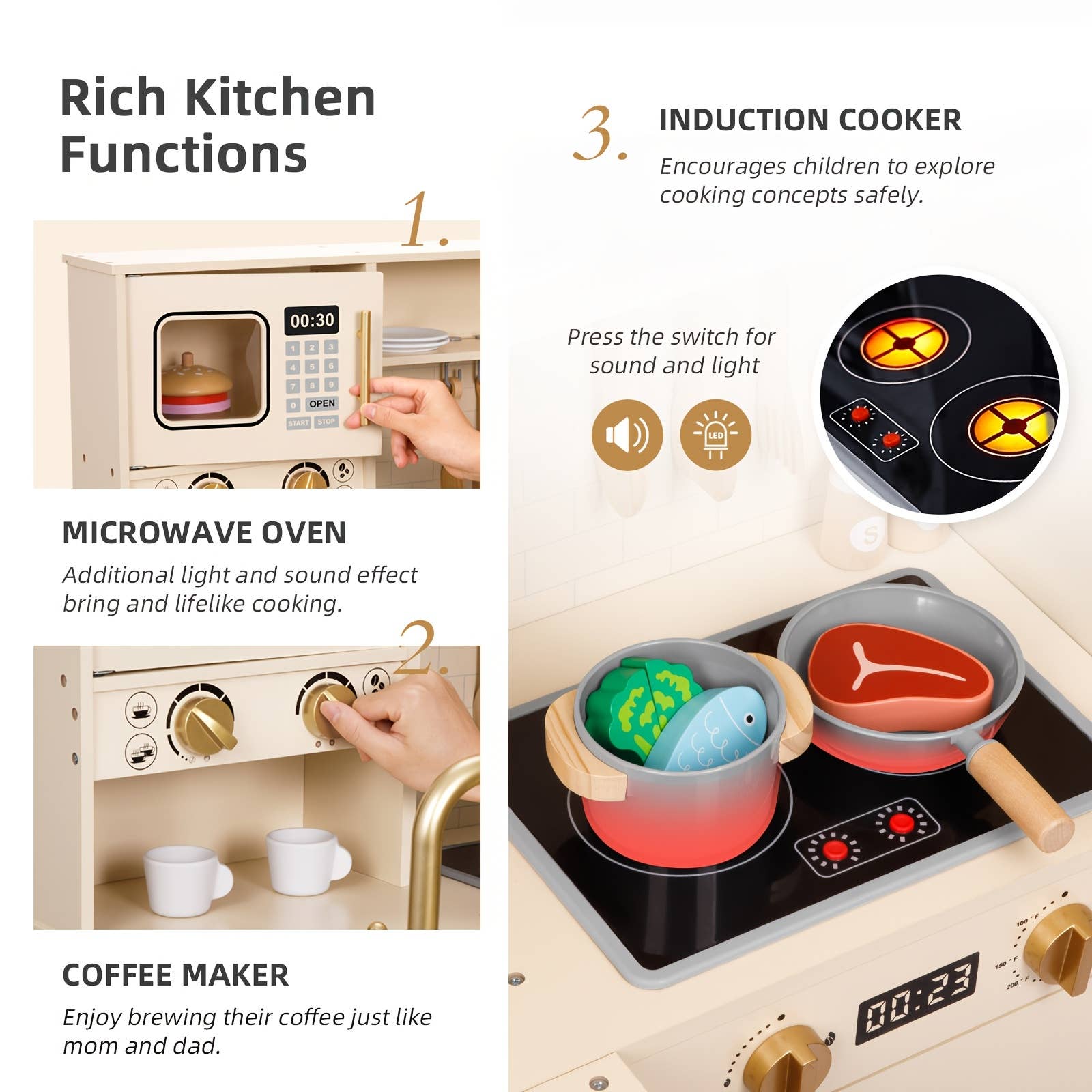 Multi Colored Wooden Play Kitchen Playset for Toddlers 3-5 for wholesale on Faire5