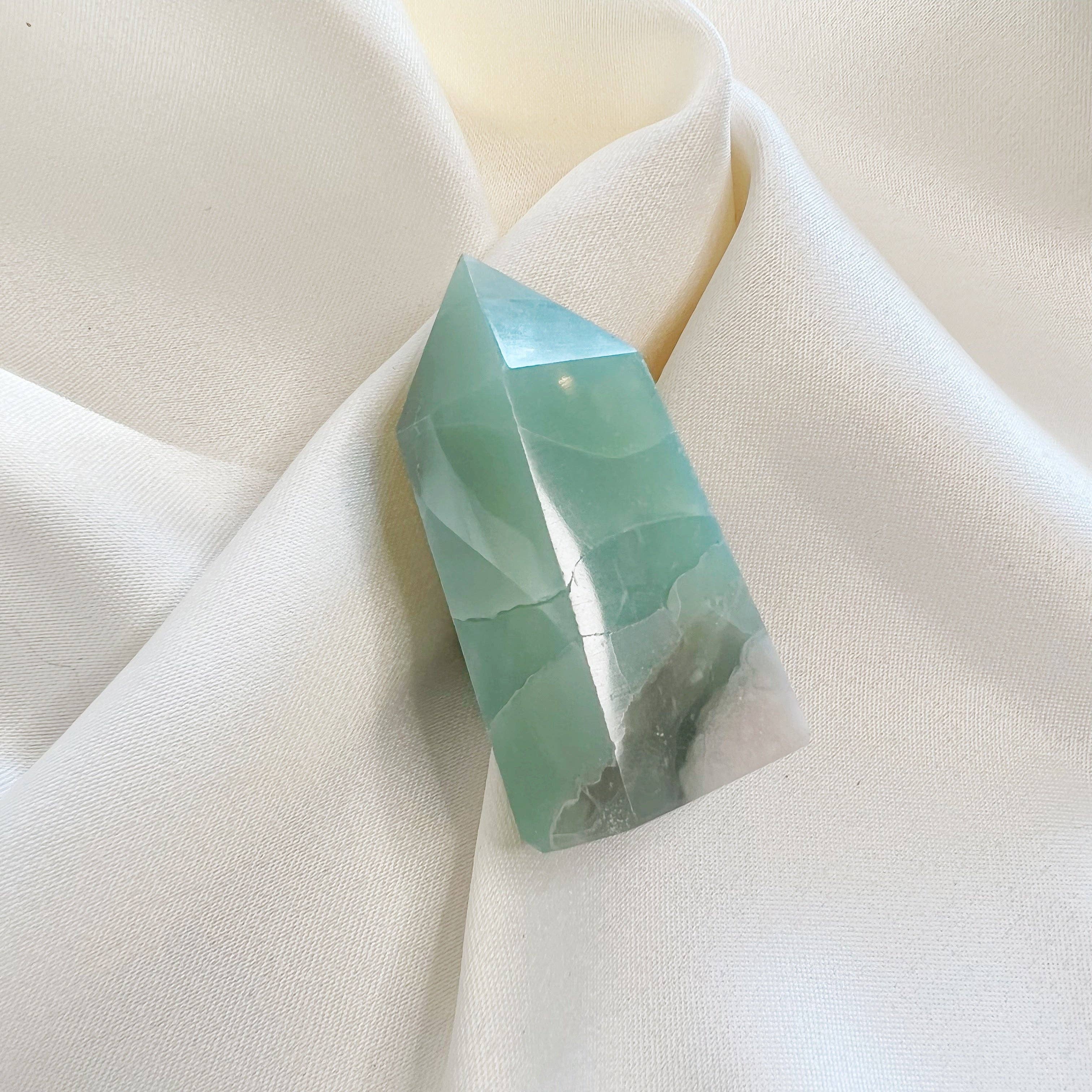 Wild Moon Artistry - Wholesale Spiritual Stone/Crystal - Green Flower Agate Tower 1-1010