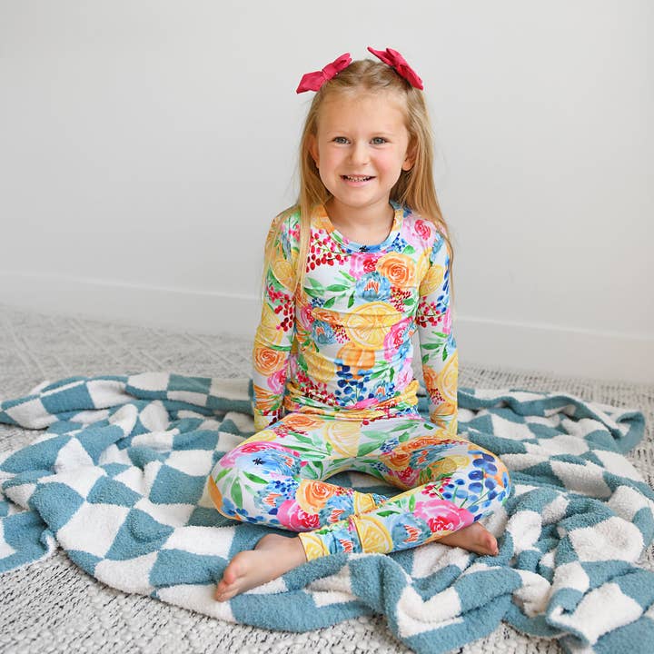 Drake Blue Checks PLÜSCHDECKE für den Großhandel von Gigi and Max