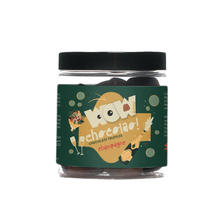 Champagne - Schokoladentrüffel zum Muttertag - Geschenkglas 130g für den Großhandel von WOW Chocolao! - UK Warehouse