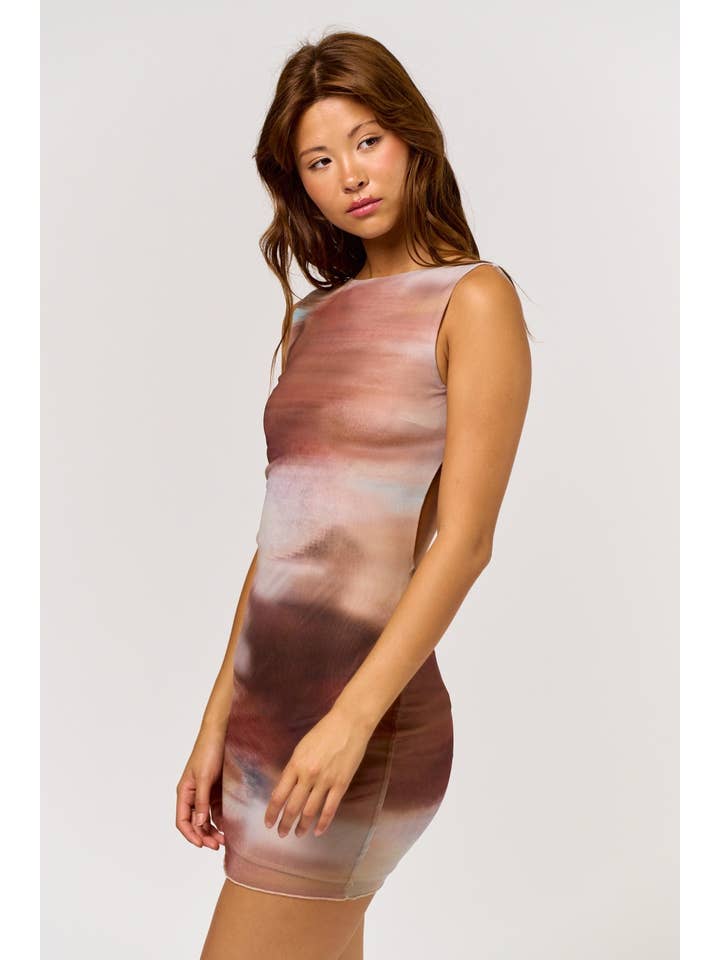 BROWN BD24690 Sleeveless Mini Dress with Open Back for wholesale on Faire1