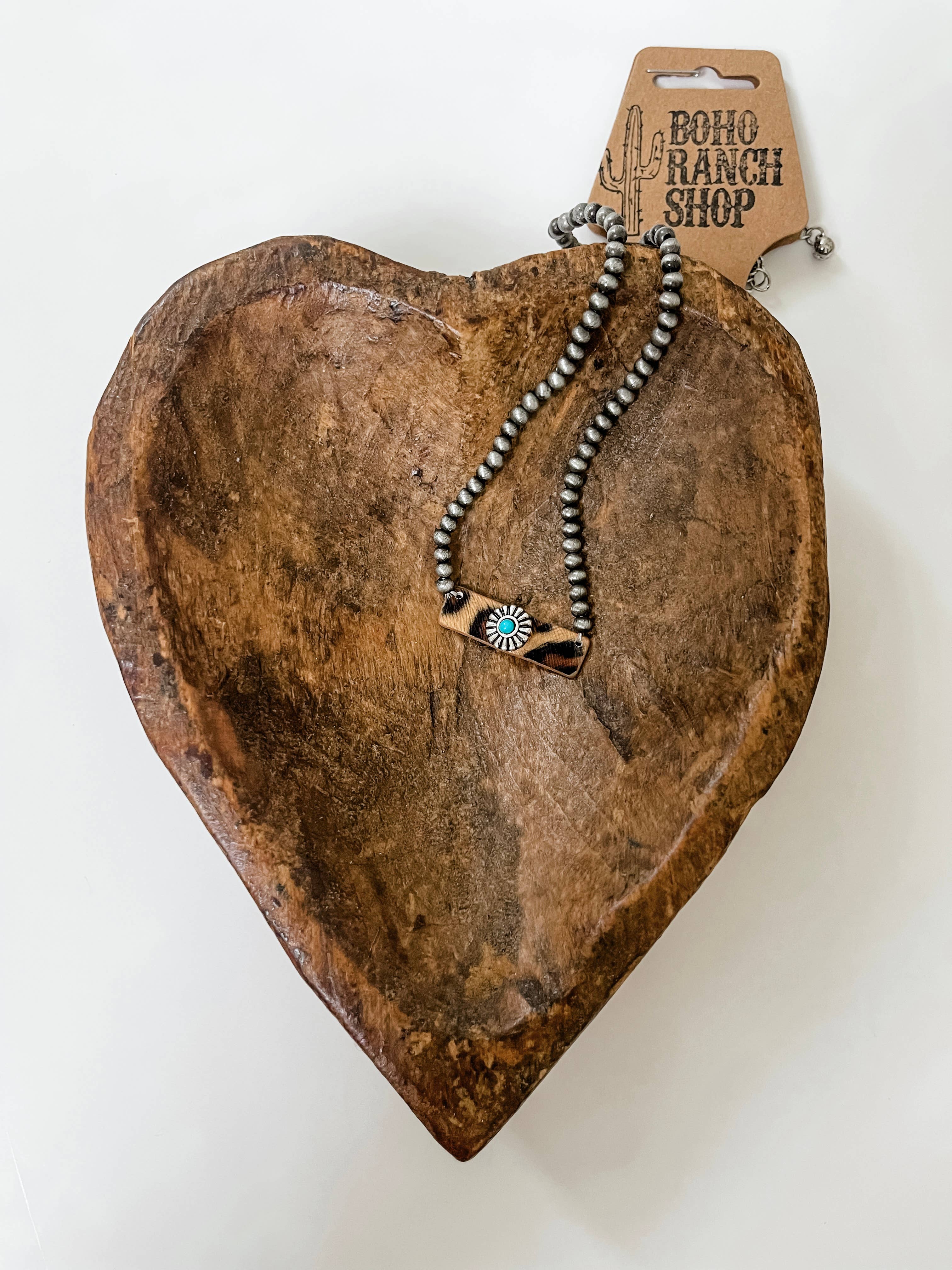 Boho Ranch Shop - Wholesale Choker/Collar - Concho Leather Choker -Turquoise Colored Stone  Bar or Round2