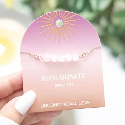 Bracciale a catena con perline in cristallo di quarzo rosa per la vendita all'ingrosso da parte di The Sun & My Soul Bath Bomb Soak Wellness Gifts