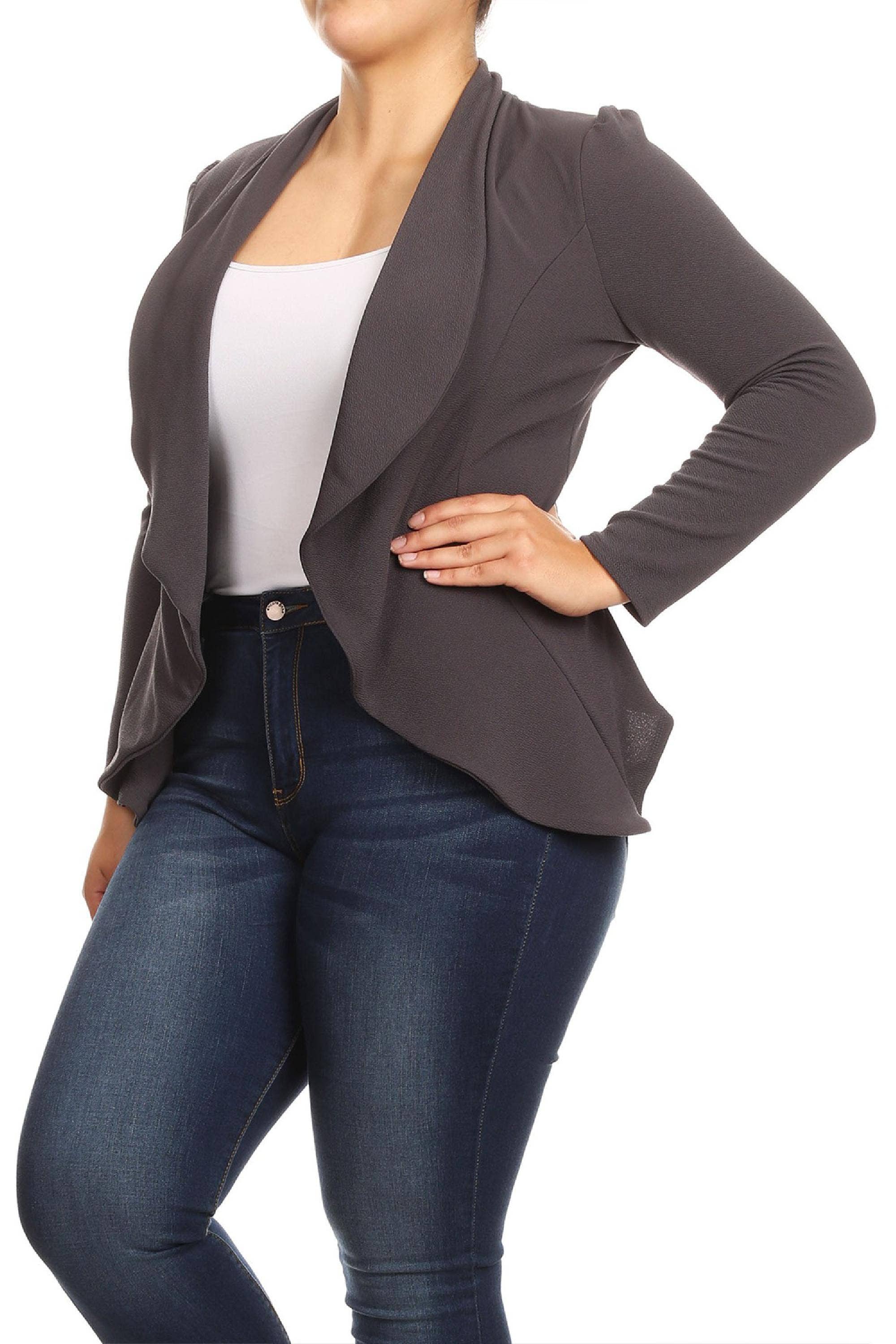 MOA COLLECTION – Blazer - Mulher por atacado – Jaqueta feminina sólida de mangas compridas para escritório6