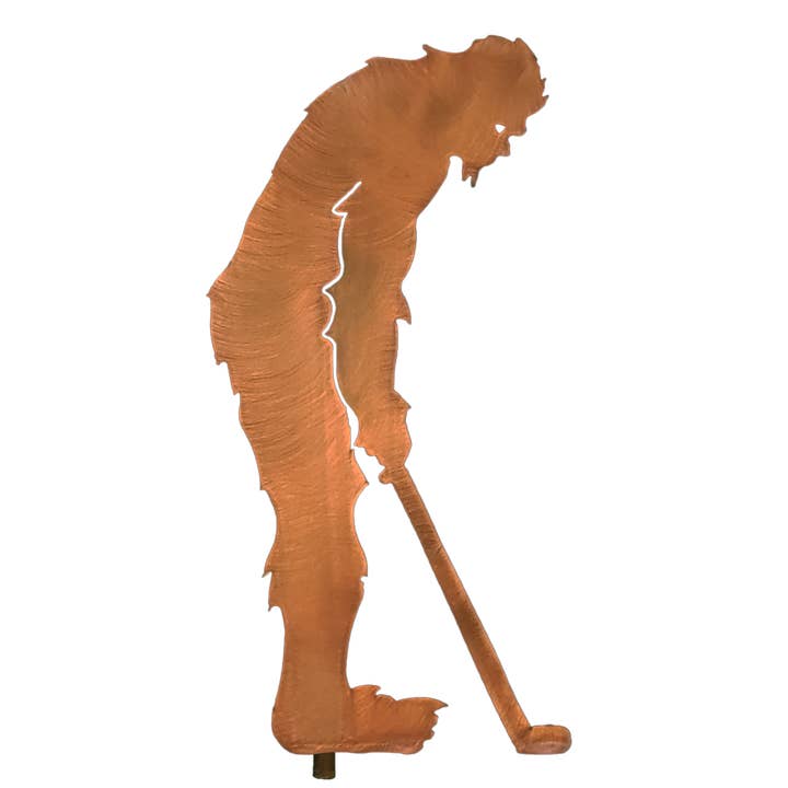 BigFoot Golf Putt Metal Yard Art Statue, Rust Finish for wholesale by Crooks Designs