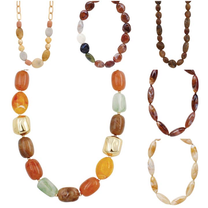 Resin Stone Beaded Necklace NGN-7947 7951 NLN-7939
for wholesale by Oblige by G