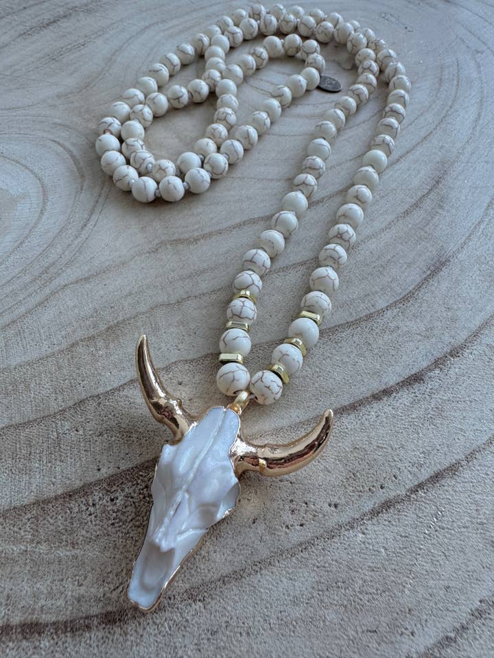 Cream Wildhorn Necklace for wholesale by Wild Spirit London