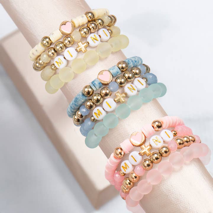 Mini Momo - Wholesale Beaded Bracelet - Kids - Mommy and Me Bracelets - Beaded Stackable Bracelet for Kids