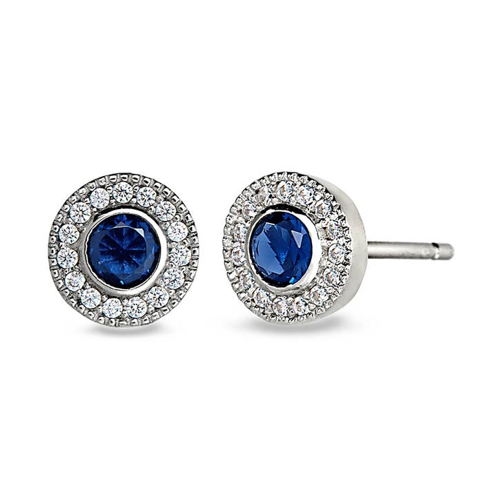 Platinum Finish Sterling Silver Micropave Round Simulated for wholesale by Kelly Waters