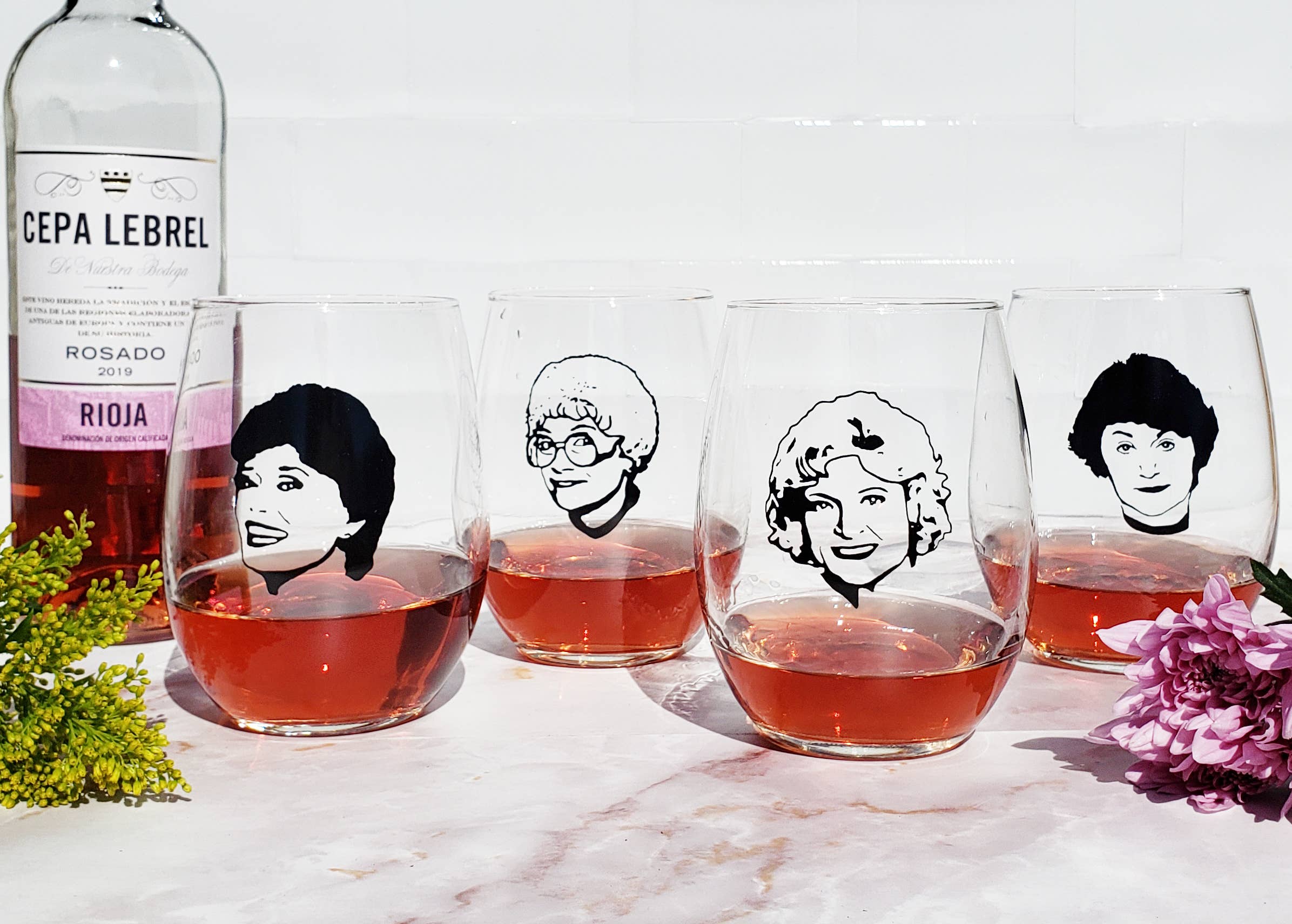 Guy Piper Handmade - Wholesale Wine Glass - Sophia Golden Girls Wine Glass1