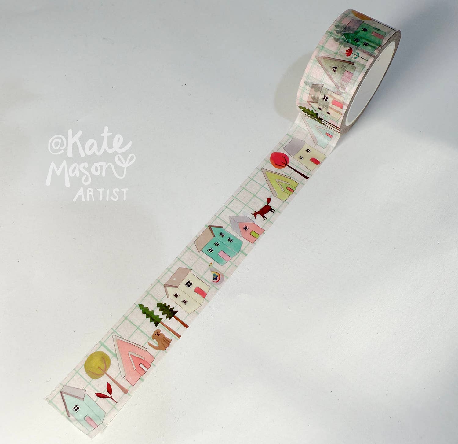 Kate Mason Artist - Wholesale Washi-tape - Huizen Dieren Bos op grafiek WASHI TAPE1