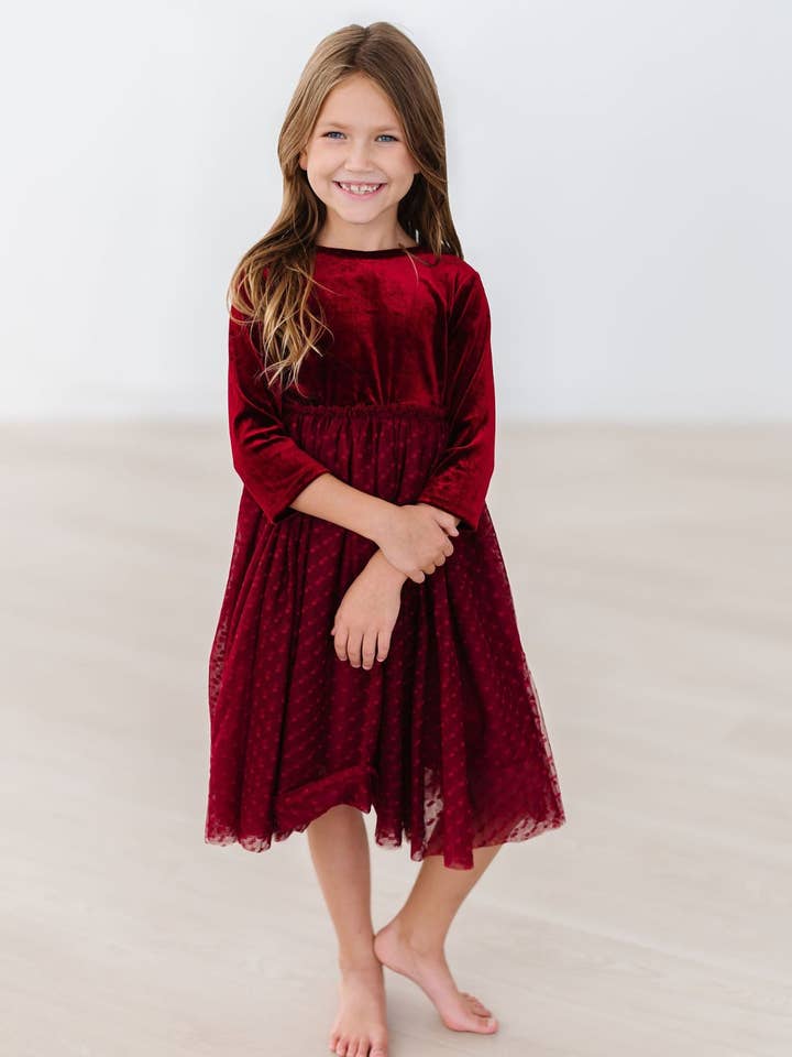 Mila & Rose - Wholesale Dress - Kids - Cranberry Velvet Tutu Dress
