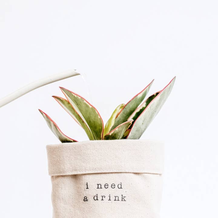 I need a drink Canvas Plant Pot Cover for wholesale by Leaf and Root Co.