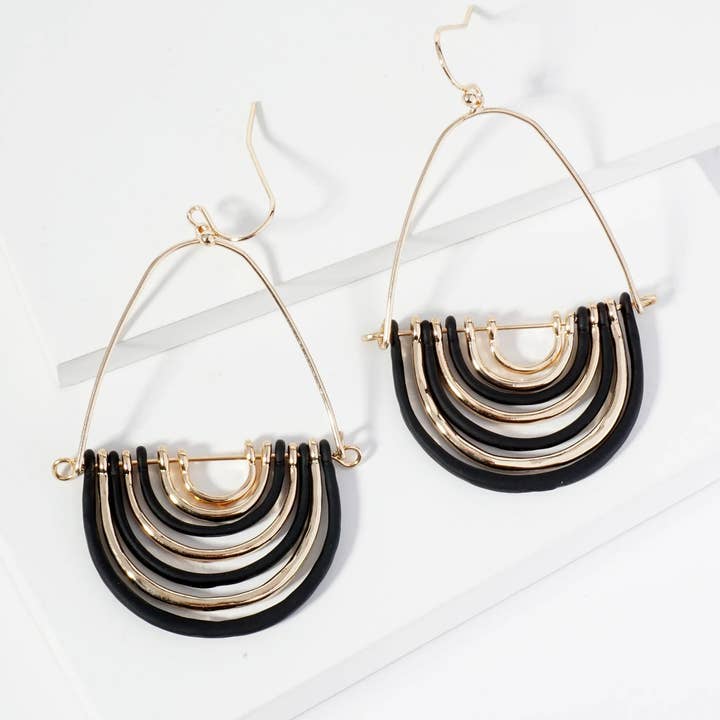 Wild Honey - Wholesale Dangle Earrings - Hammered Metal Geometric Teardrop Dangle Earrings7