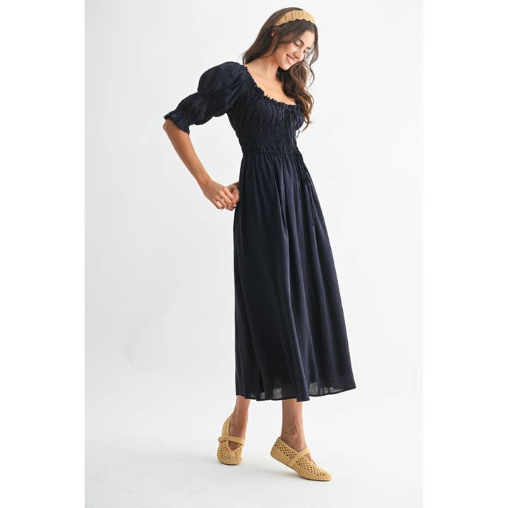 Camellia - Vente Robe – femme - ROBE MIDI ÉPAULES DÉNUDÉES SMOCKÉE AVEC JUPE PLISSÉE8