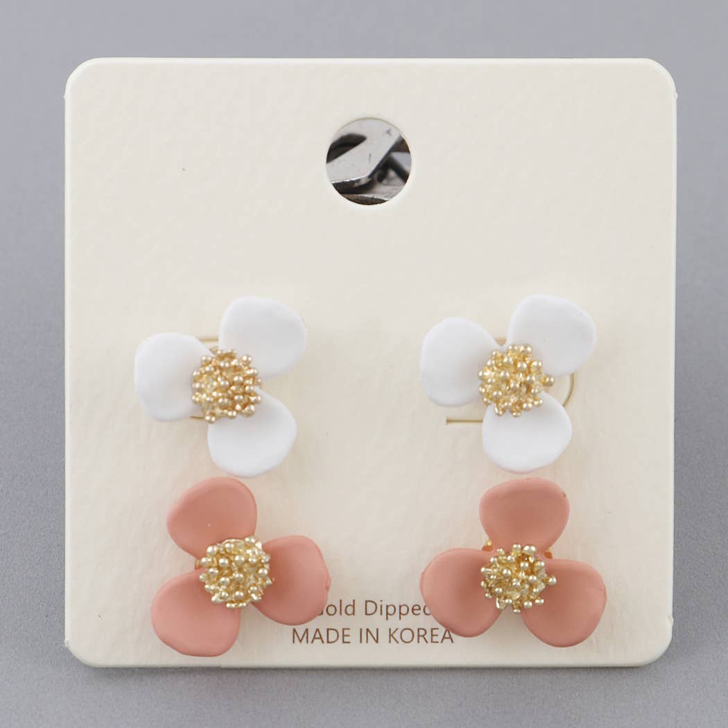 3AM BY H&D ACCESSORIES - Wholesale Stud/Post Earrings - Multi Flower Stud Earrings1
