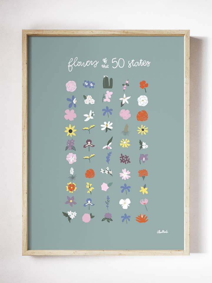 Flowers of the States Print for wholesale by Daley Kaye Studio