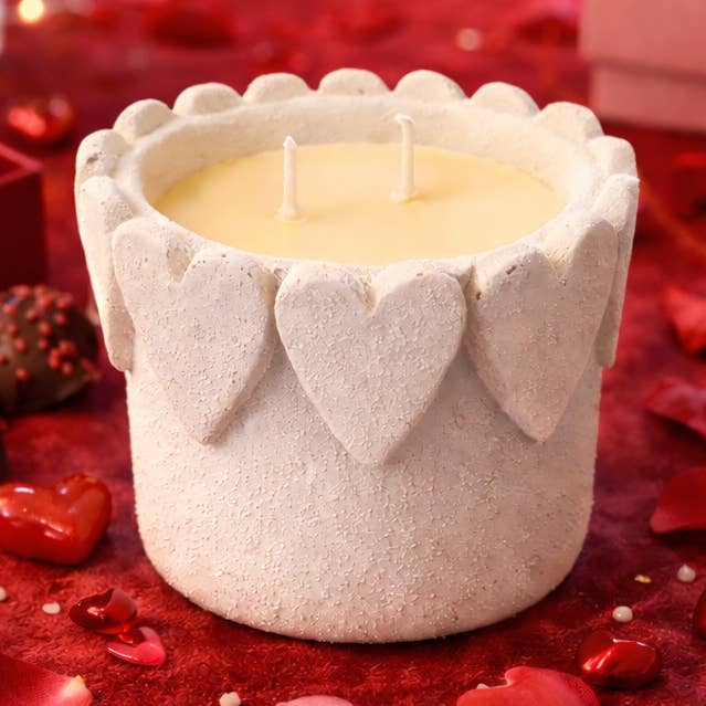 Ceramic Heart Candle – White Heart Vessel with 2 Wicks for wholesale by The Scented Market