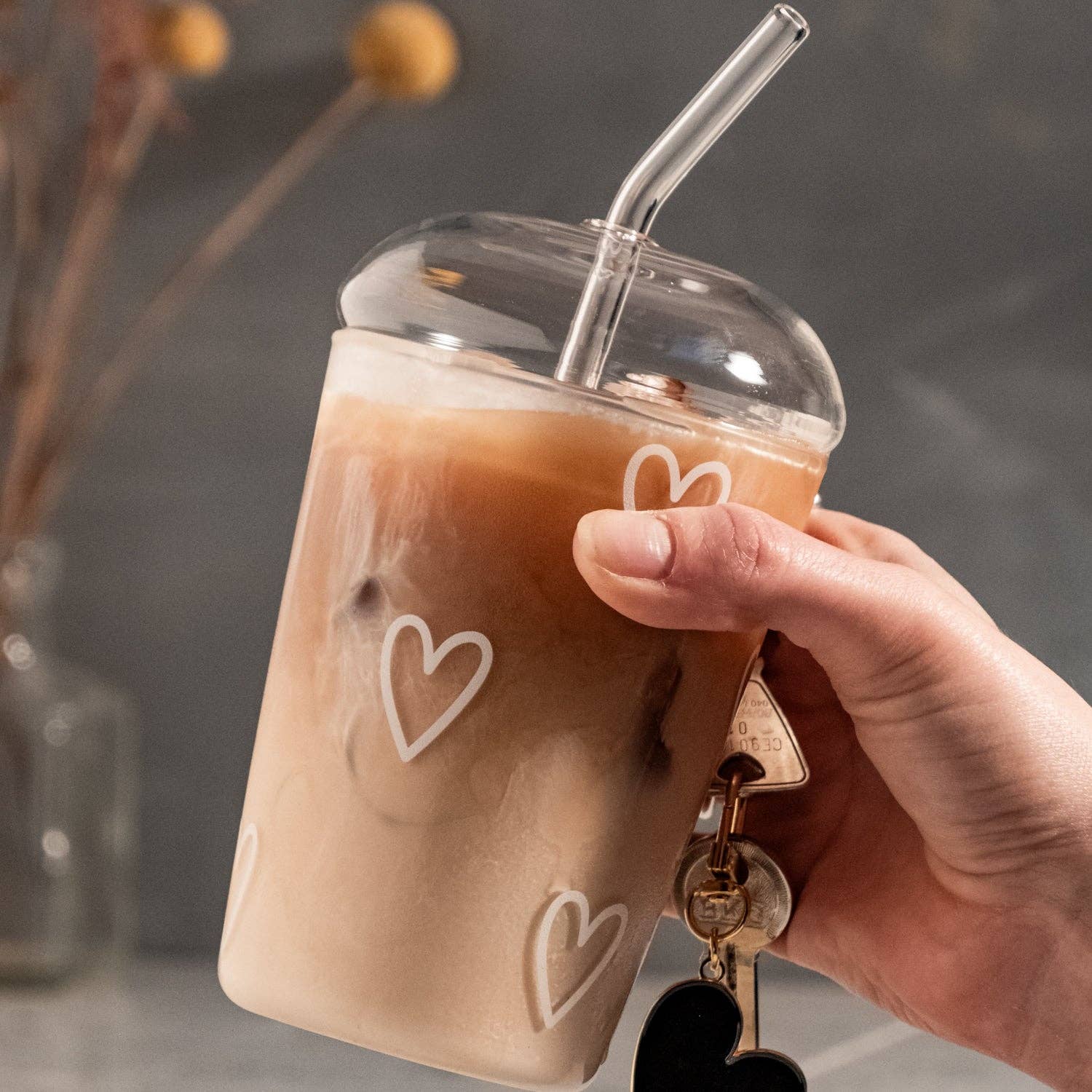 Eulenschnitt - Wholesale Drinking Glass/Cup - Drinking glass hearts white (VE = 6 pcs)8