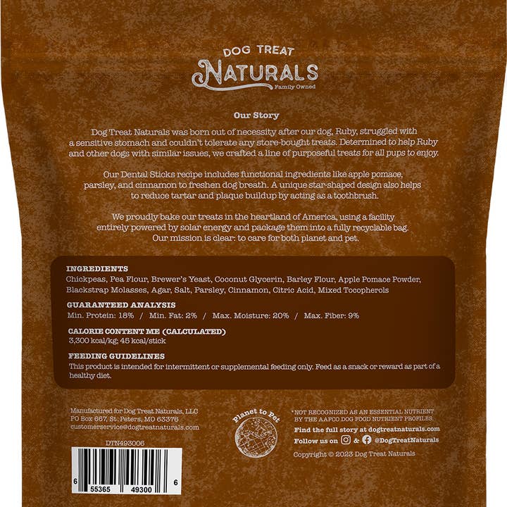 Dog Treat Naturals - Wholesale Pet treats – Dog - Chickpea & Cinnamon Dental Sticks1
