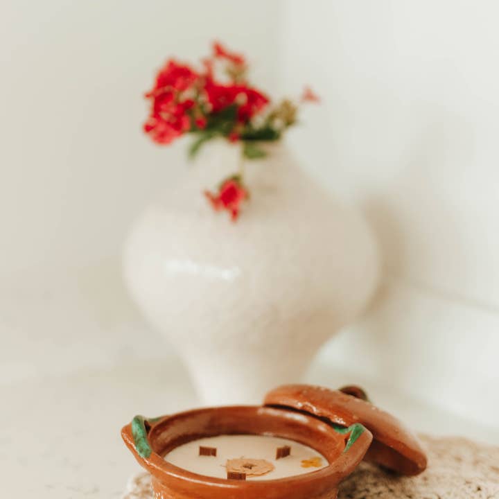 Once Upon A Vela - Wholesale Jar/Filled Candle - Cafe De Olla - Mexican Cazuelita Candle 13 oz.