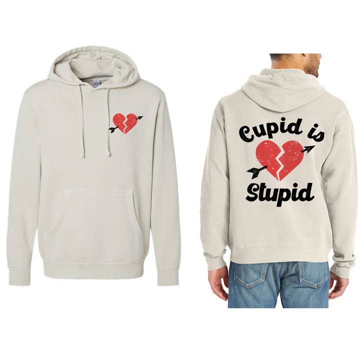 Felpa con cappuccio "Cupid is Stupid" per la vendita all'ingrosso da parte di HOMETOWN APPAREL CO.