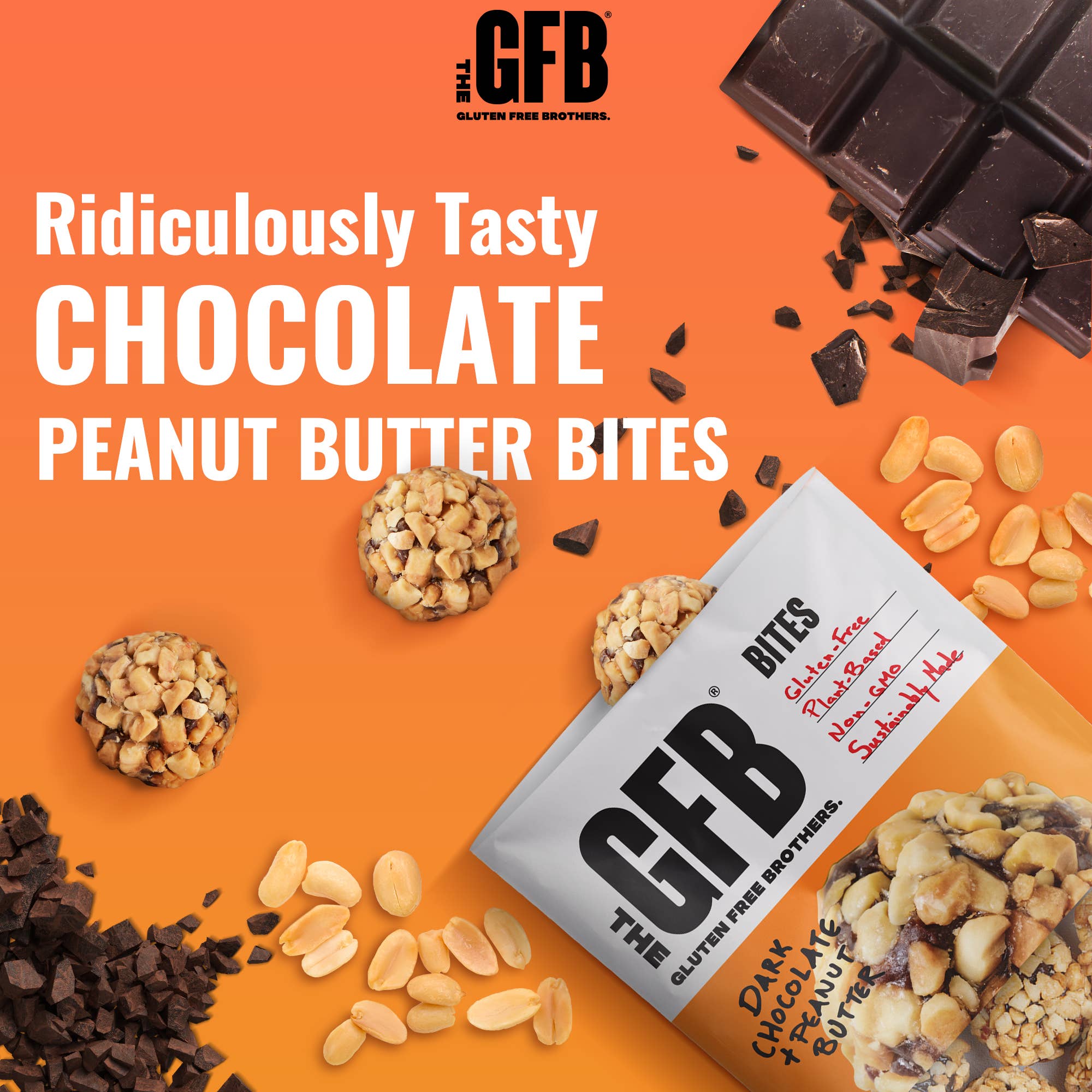 The GFB – wholesale Snacksbar – GFB: Mörk choklad Jordnötssmör Protein Bites3