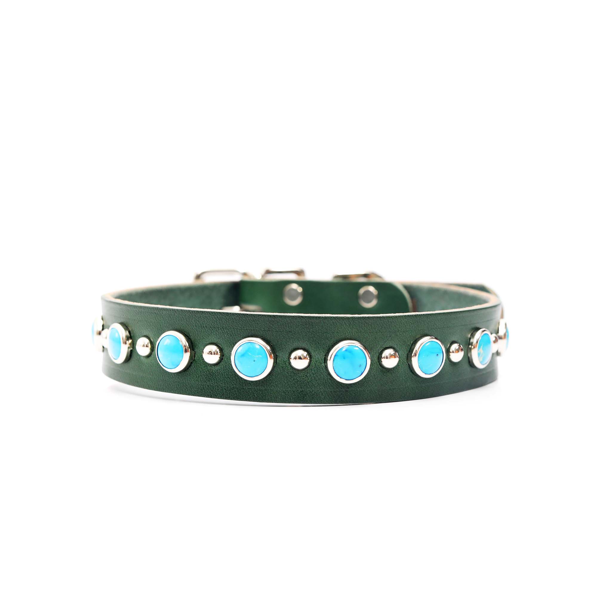 Mimi Green - Wholesale Pet Collar - Dog - Turquoise Studded Leather Dog Collar Belt Buckle – Billy7