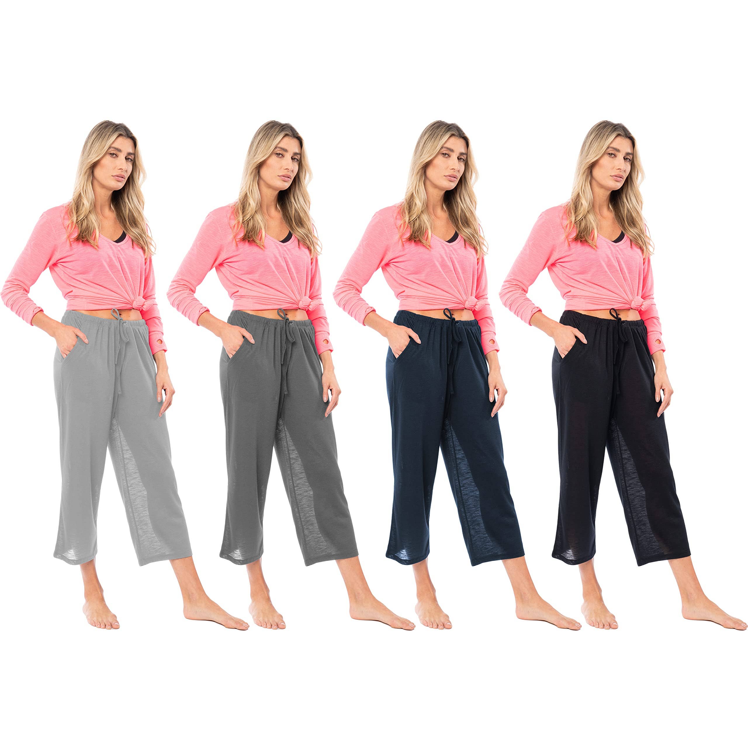 I-Wear Brands - Wholesale Lounge Sweatpants/Joggers - Women's - 4 Pack Women's Casual Poly-Slub Capri-Length Lounge Pants3