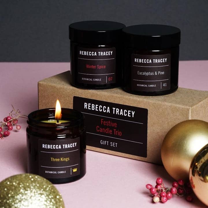 Set de regalo de trío de velas festivas para venta al por mayor de Rebecca Tracey