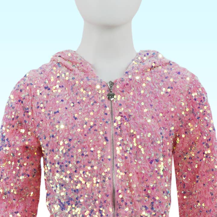 Ellie and Mila - Venta al por mayor Conjunto de camiseta y pantalón - Niños - Conjunto de dos piezas rosa con lentejuelas5