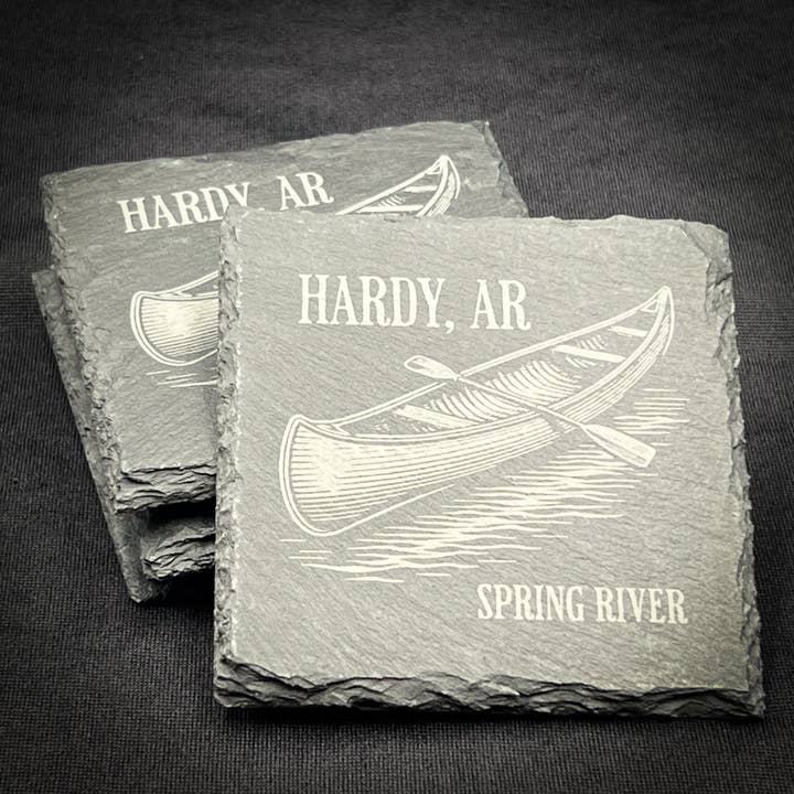 Adirondack Etching LLC - Wholesale Coasters - Canoe Personalized - Slate Coaster1