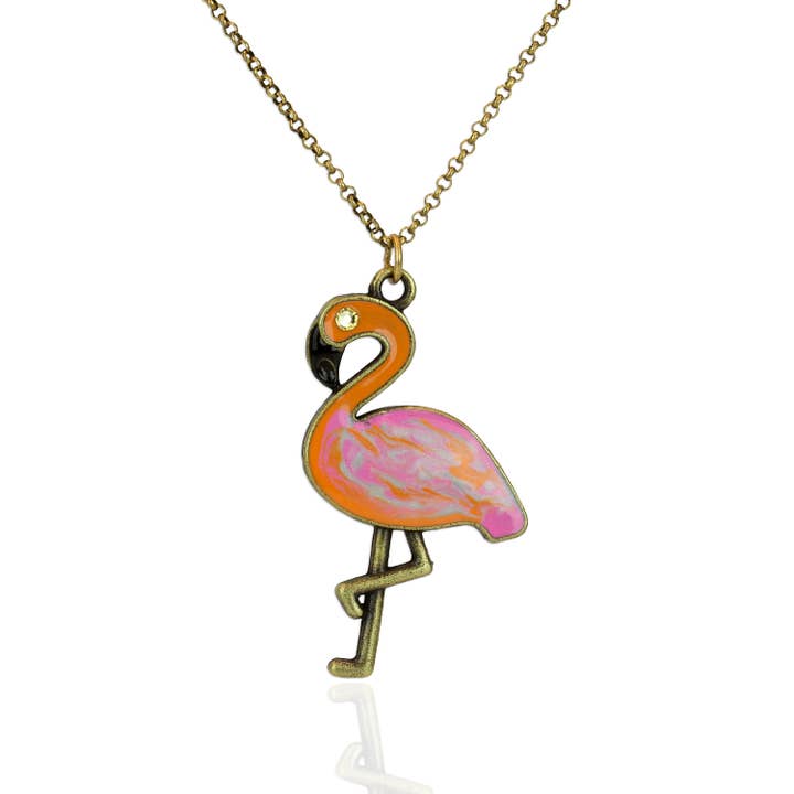 Pendentif en forme de flamant rose pour la vente par Anne Koplik Designs, Inc.