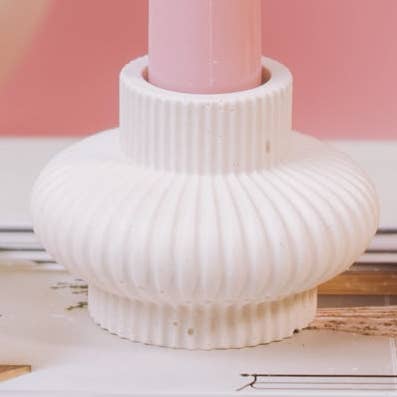 Ribbed Candlestick Holder for wholesale by Bright Candles Co.