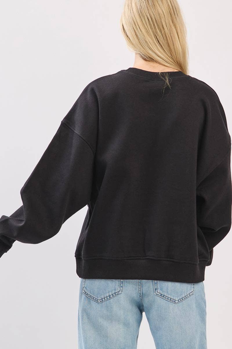 Zutter - Wholesale Graphic Sweatshirt - Women's - Leopard Star Graphic L/S Relaxed Fit Fleece Sweatshirts1