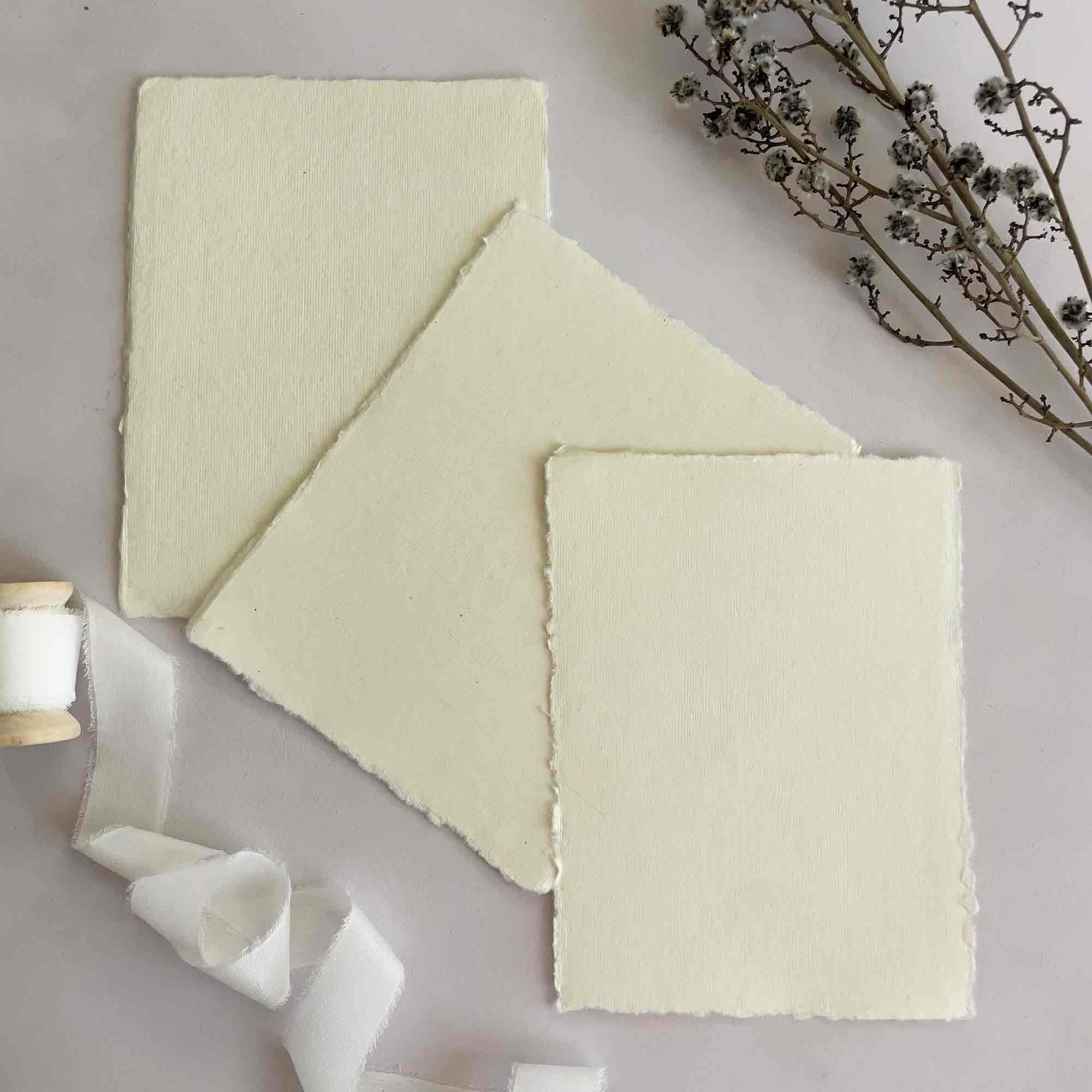 The Natural Paper Company - Wholesale Stationery/Notecard Set - Vanilla Handmade Cotton Rag Paper, Card and Envelopes1