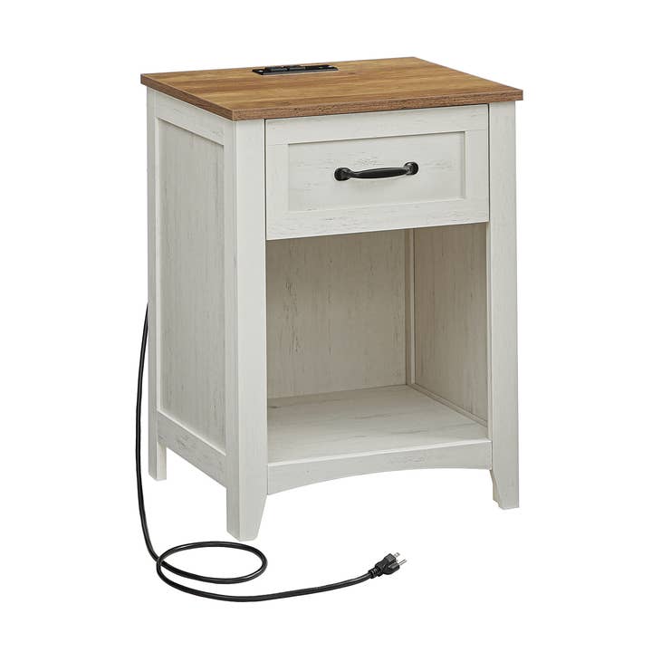 Mesita de noche Farmhouse con estación de carga 2 para venta al por mayor de Greenwestons