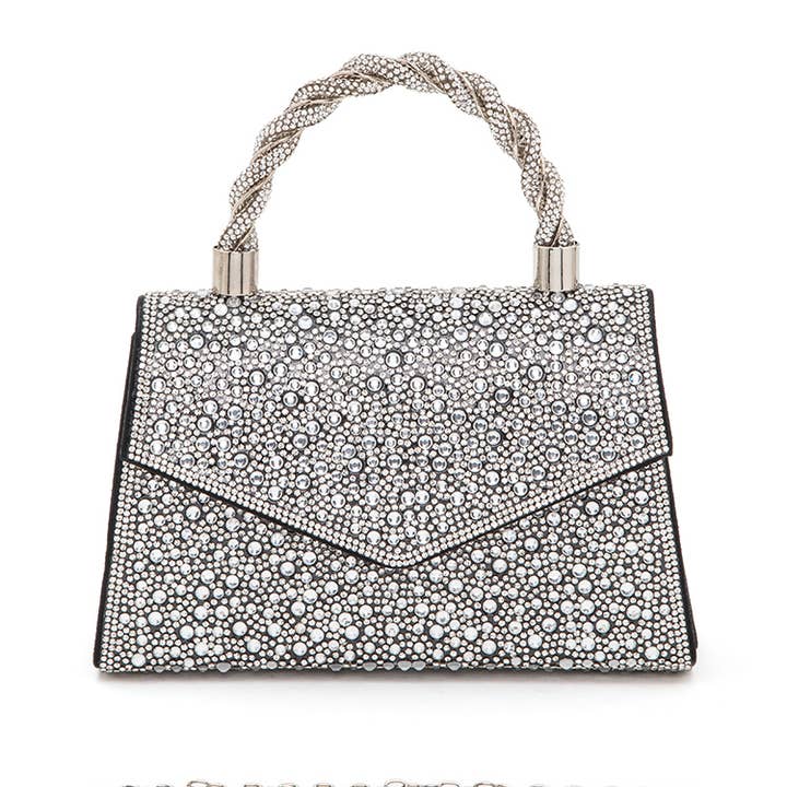 Artini Accessories - Wholesale Clutch Bag - Women's - Statement Rhinestone Top Handle Clutch Bag