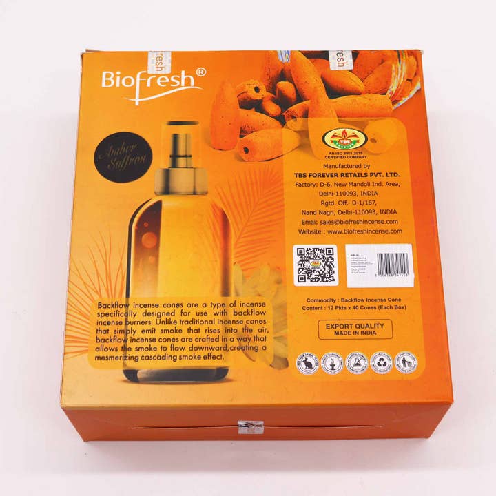 AW Artisan - Wholesale Incense - Biofresh Reverse Reflux Incense Cones - Saffron Amber4