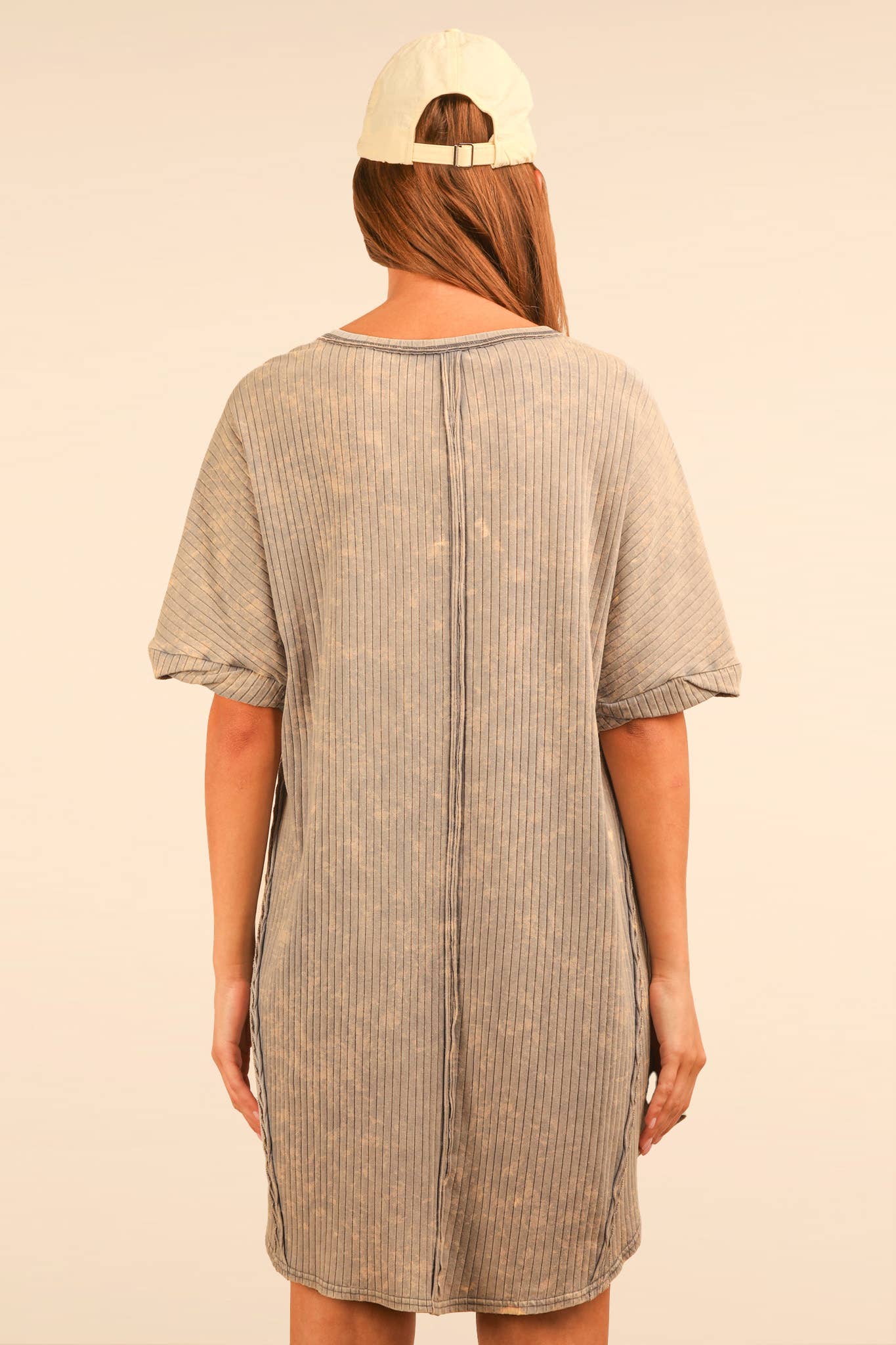 VERY J - Vente Robe – femme - Mini-robe droite en tricot côtelé délavé minéral ND3163624