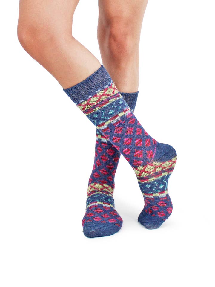 Lanart Alpaca - Wholesale Socks - Unisex - Degas Denim Unisex Baby Alpaca Art Socks2