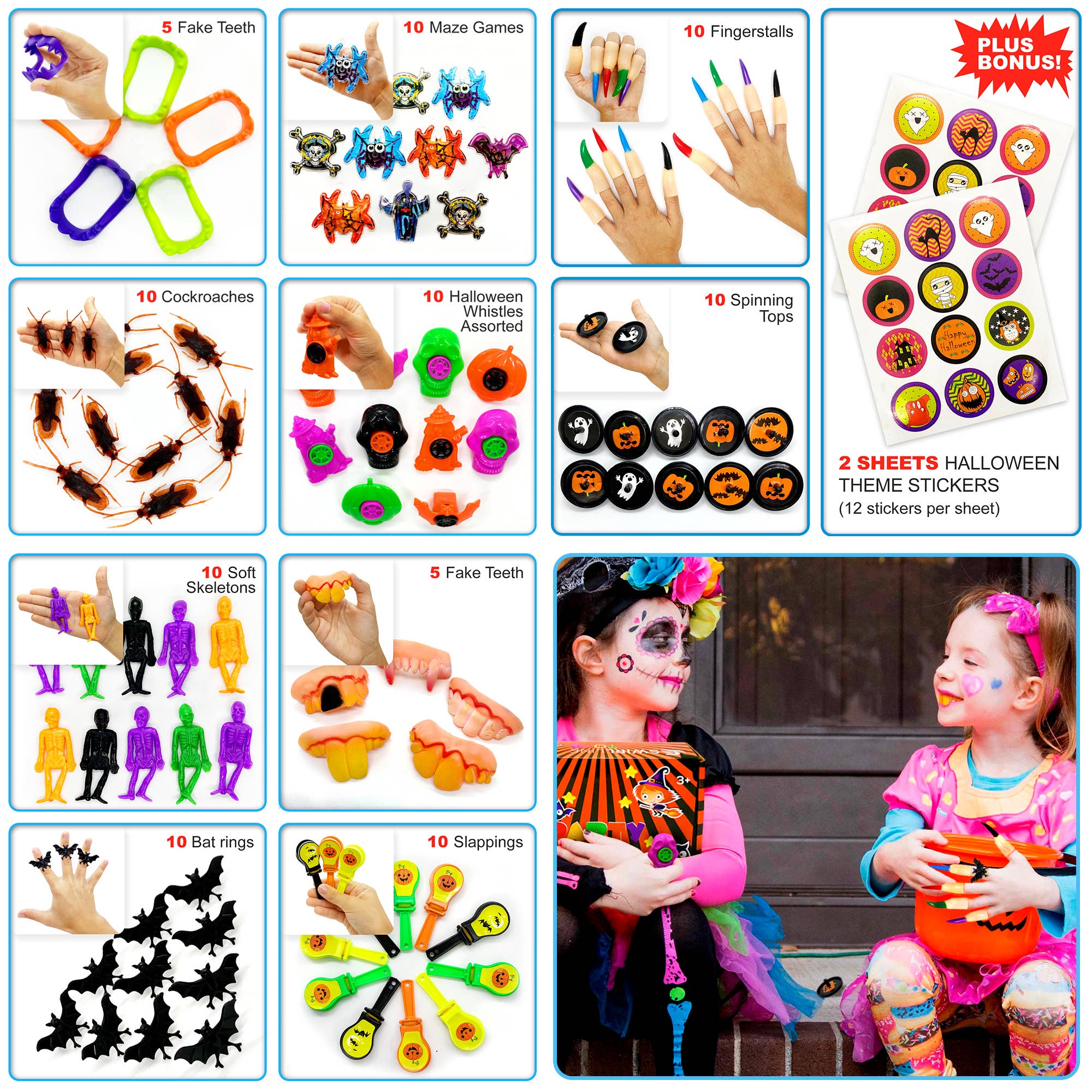 TDV Homes - Vente Cadeaux pour invités - Assortiment de jouets en vrac pour fête d'Halloween 92PCS - Remplisseur de pinata de seau - Sacs de friandises d'Halloween - Jouets de friandises ou de friandises Bibelots pour enfants Coffre au trésor de classe - Prix de carnaval7