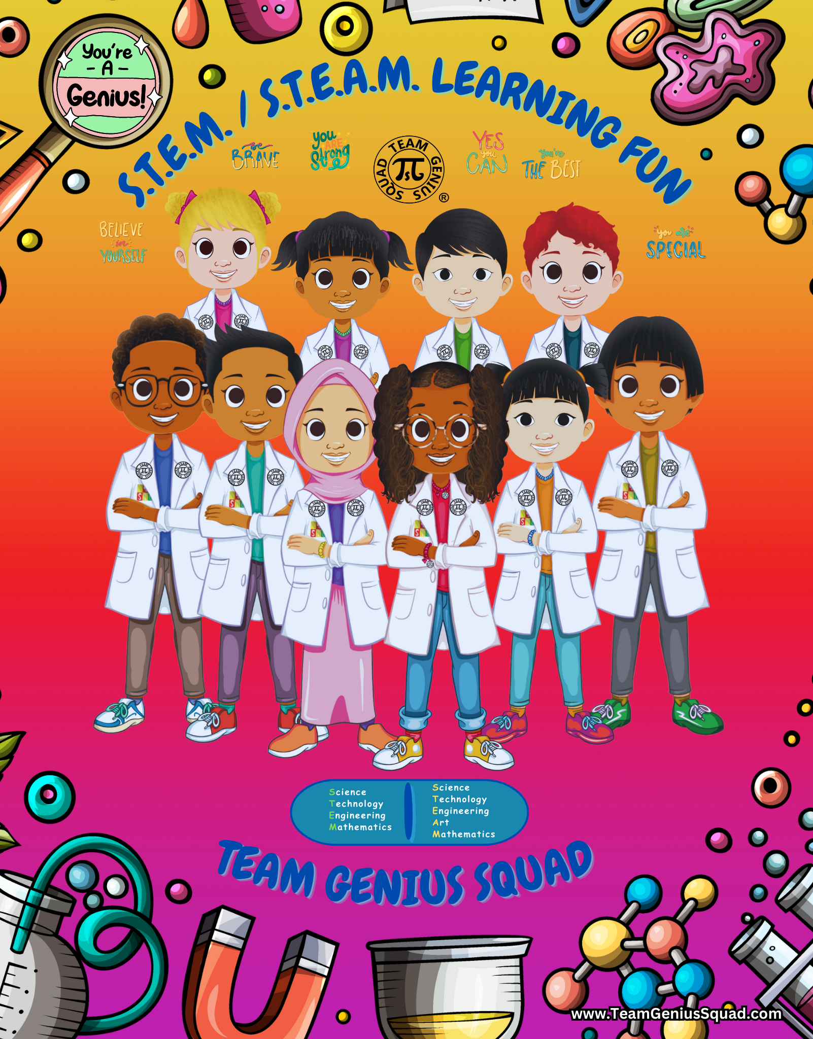 Team Genius Squad - Wholesale Puzzle - Kids - Team Genius Squad STEM Puzzle 4-Pack – Learn, Build, and Be a Certified Genius!6