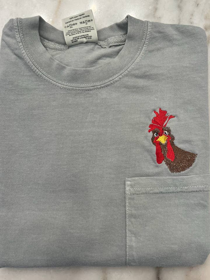 Chicken Embroidered Tee for wholesale by Southern Chic